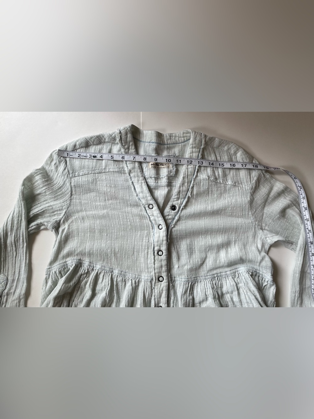 We The Free Light Blue Cotton Chambray Button-Front Shirt - Picture 6 of 8